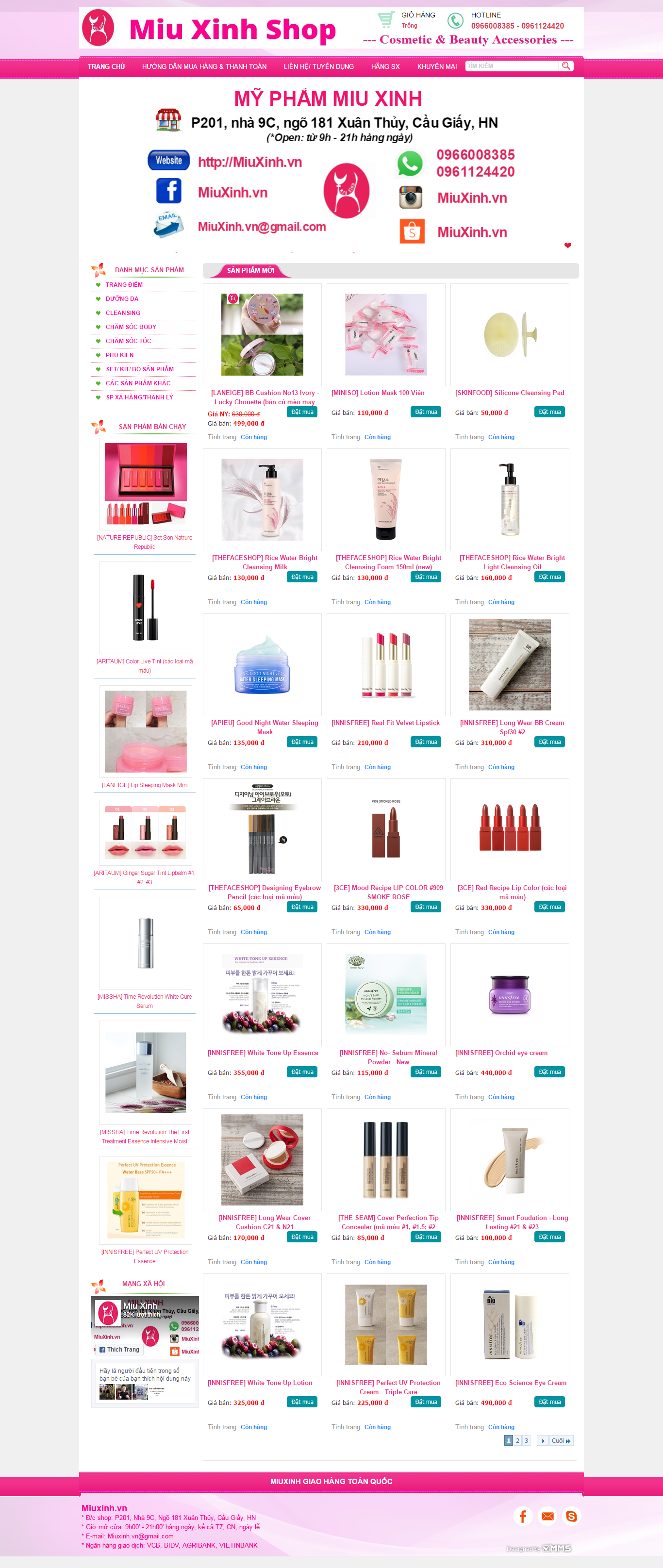 Thiết kế website shop mỹ phẩm Miu Xinh đẹp, chuyên nghiệp chuẩn SEO